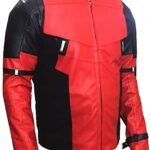Dead Pool Ryan Reynoalds Red And Black Leather Jacket