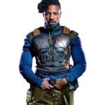 Black Panther Armor Style Leather Vest Costume