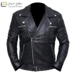 Mens Black Biker Genuine Leather Jacket