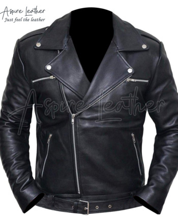 Negan Police Style Motorcycle Leather Jacket