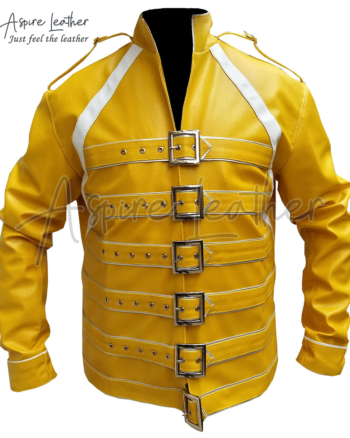 Freddie Mercury Queen's Concert Yellow Leather Jacket