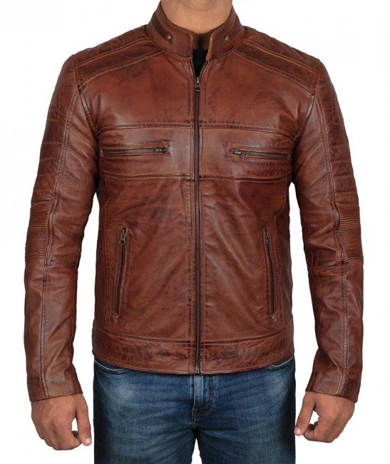 AUSTIN Retro Cafe Racer Leather Jacket