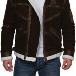 IOWA Shearling B2 Bomber Dark Brown Suede Leather Jacket