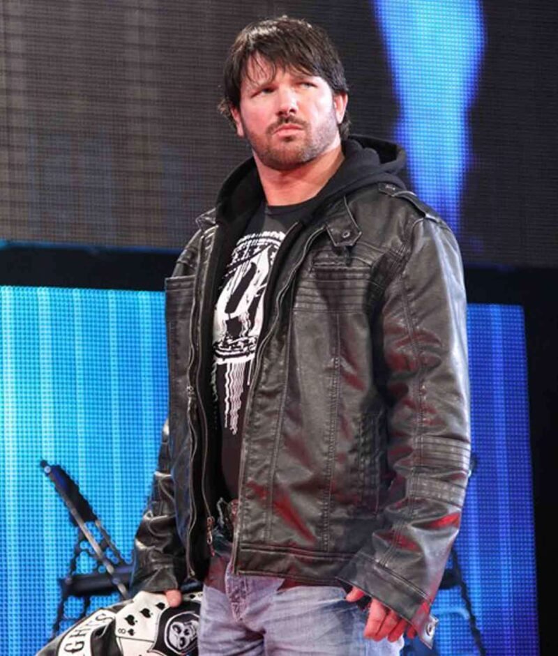 TNA AJ Styles Hooded Black Leather Jacket