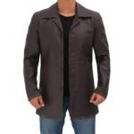 Winchester Distressed Brown Men's Leather Car Coat Jacket
