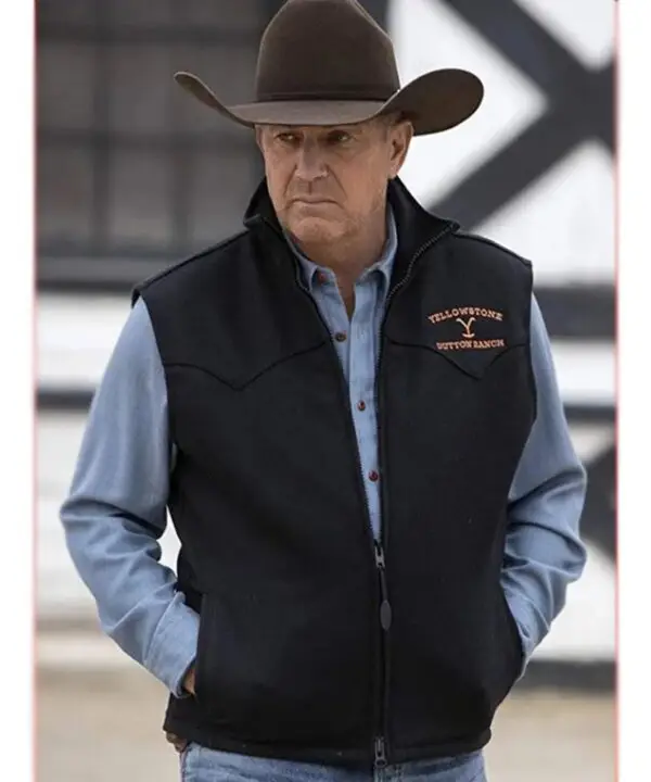 Kevin Costner Black Wool Vest | Yellowstone John Dutton Jacket