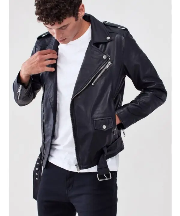 Men Black Biker Jacket