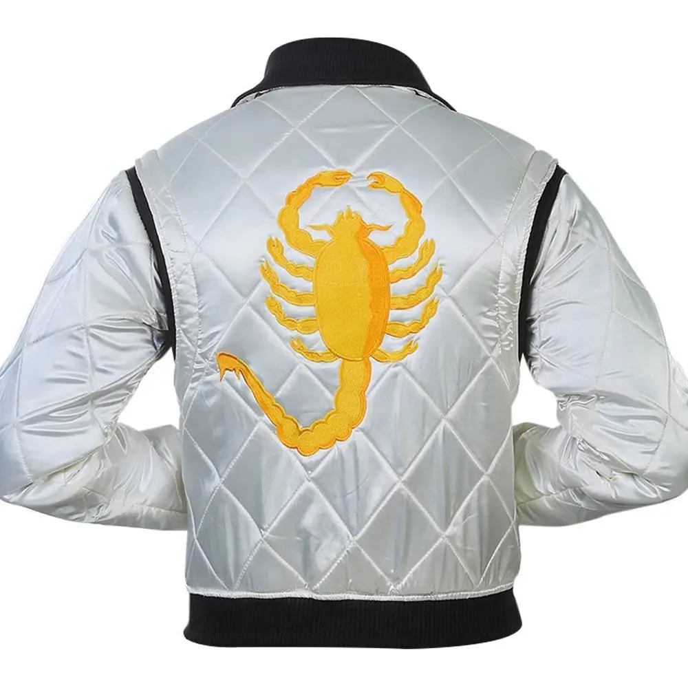 White Satin Drive Jacket | Ryan Gosling Drive Scorpion Jacket - Image 2